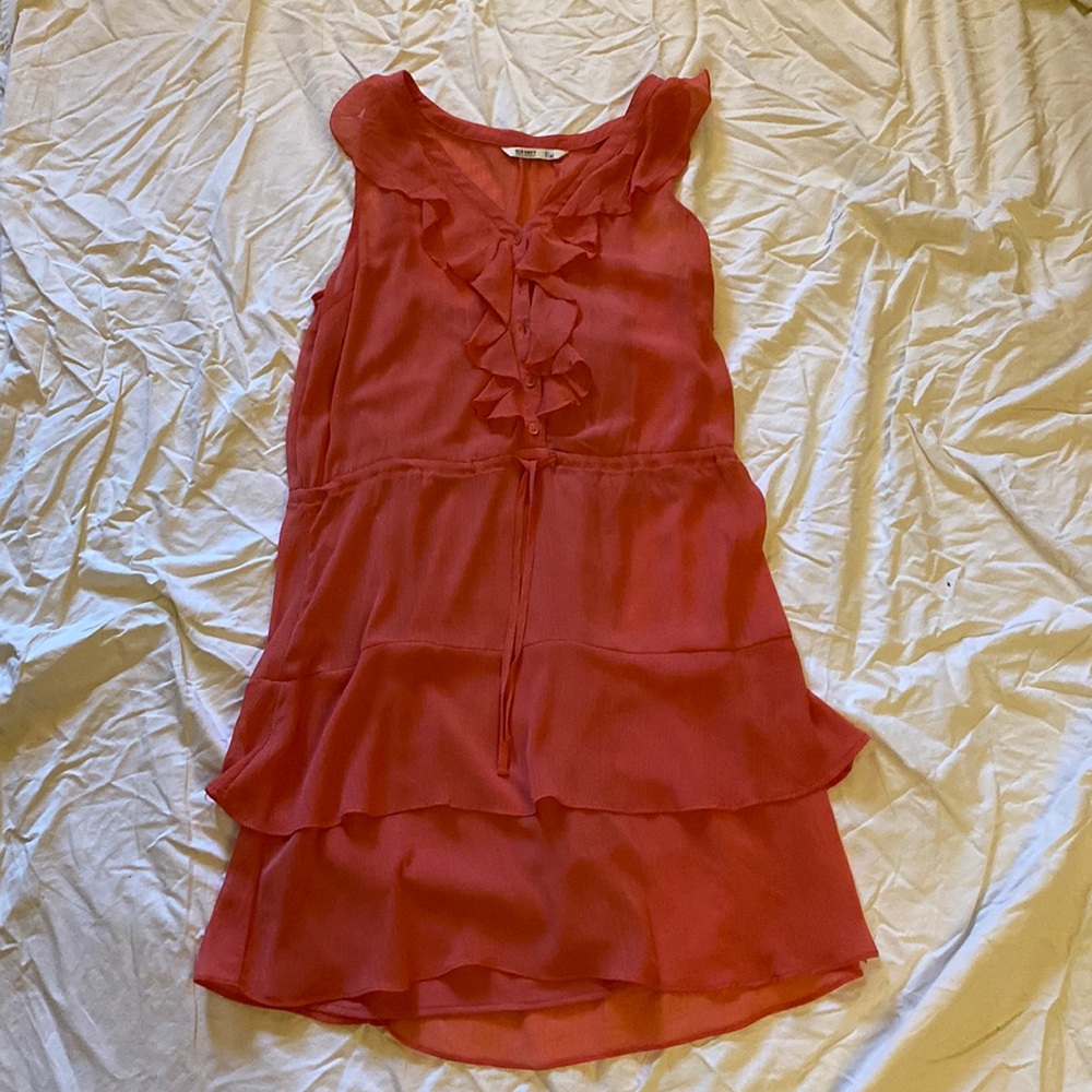 Coral Ruffled Mini Dress